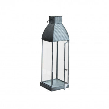 Lanterna Kendra piccola in metallo e vetro grigio 12x12x41 cm
