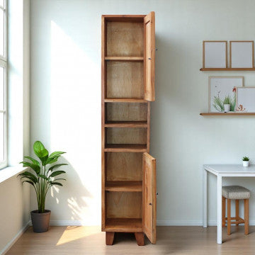 Mobiletto in legno di mogano, 35×30×170 cm, finitura marrone