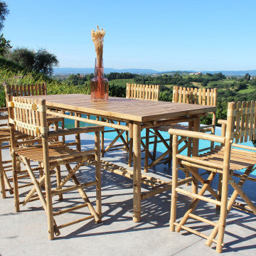 Tavolo in bamboo marrone 200x80x75 cm, struttura in legno massello