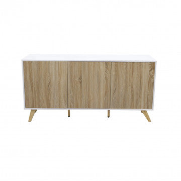 Mobile melammina 3 ante naturali, struttura bianca, 150x39,5x75 cm