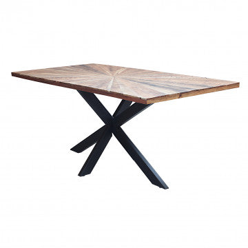 Tavolo in acacia e metallo nero 180x90x77h cm