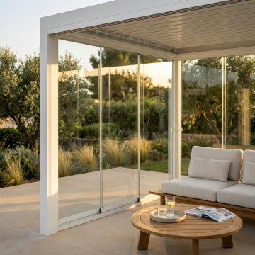 Laterale in vetro per pergola bioclimatica 270x238 cm, materiale Vetrox