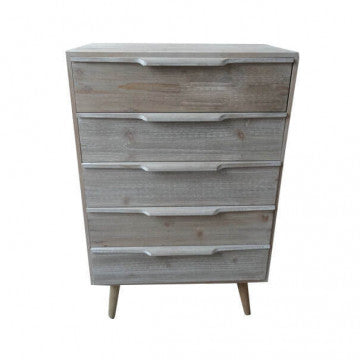 Cassettiera 5 cassetti legno paulonia MDF 60x40x95 cm colore tortora