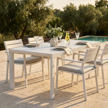 Tavolo allungabile in alluminio bianco 160/240 x 100 cm altezza 74