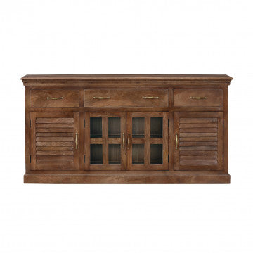 Mobile in legno di mango con 2 ante e 3 cassetti 180x44x90 cm