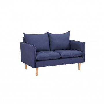 Divano 2 posti rivestito in tessuto con gambe in legno, 130x84x51 cm