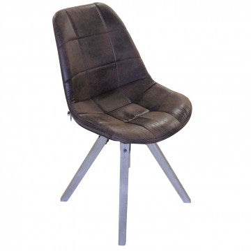Sedia in legno di quercia con seduta in PVC marrone antico