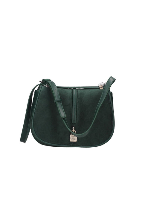 Borsa A Spalla Artemisia In Velluto Con Chiusura A Patta E Charm Lucchetto Frontale Dimensioni 25x20x7 Cm Di V73