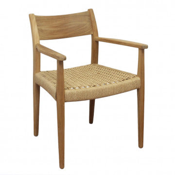 Poltrona in teak e wicker impilabile dimensioni 59x60x80 cm