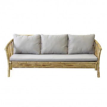 Divano in legno di bamboo con cuscino, dimensioni 195x67 cm