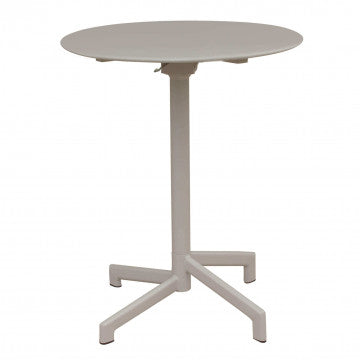 Tavolo Vega ø 60 in acciaio beige per esterni, struttura resistente con finitura opaca, perfetto per arredamento da giardino.