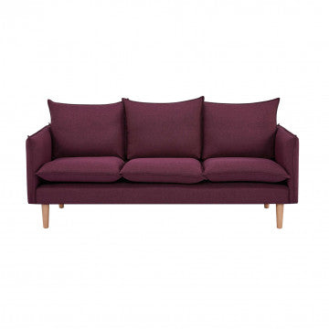 Divano 3 posti in tessuto con gambe in legno 188x84x51 cm
