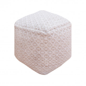 Pouf quadrato in cotone e lana avorio 40x40x40 cm peso 2,5 kg