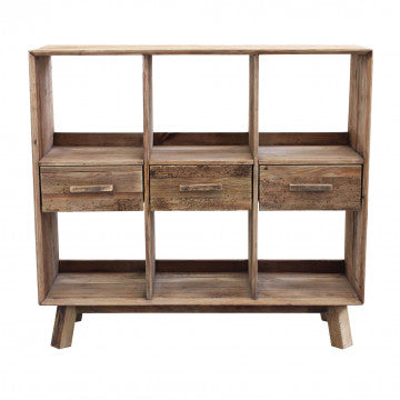 Mobile con 6 ripiani in legno di pino riciclato 120x40x110 cm