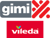 Logo Gimi e Vileda, marchi di prodotti per la casa, con immagine dello stendino pieghevole 20 metri in acciaio e plastica bianca