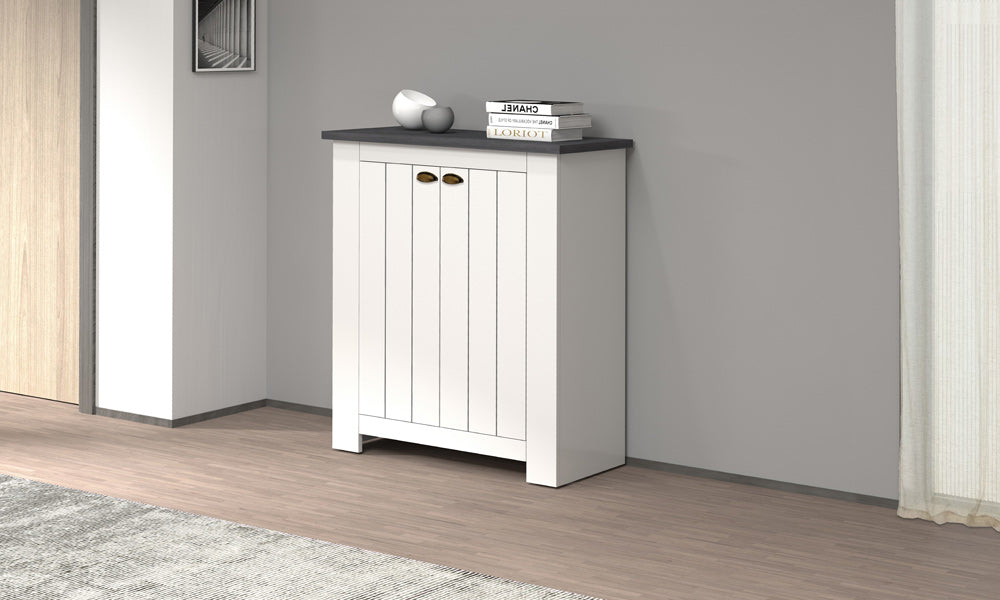 Scarpiera FIGO 2 Ante Battenti - Bianco Report, Stile Country Elegante