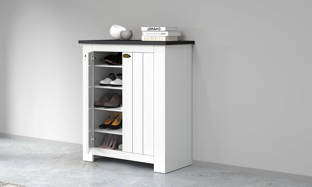 Scarpiera FIGO 2 Ante Battenti - Bianco Report, Stile Country Elegante