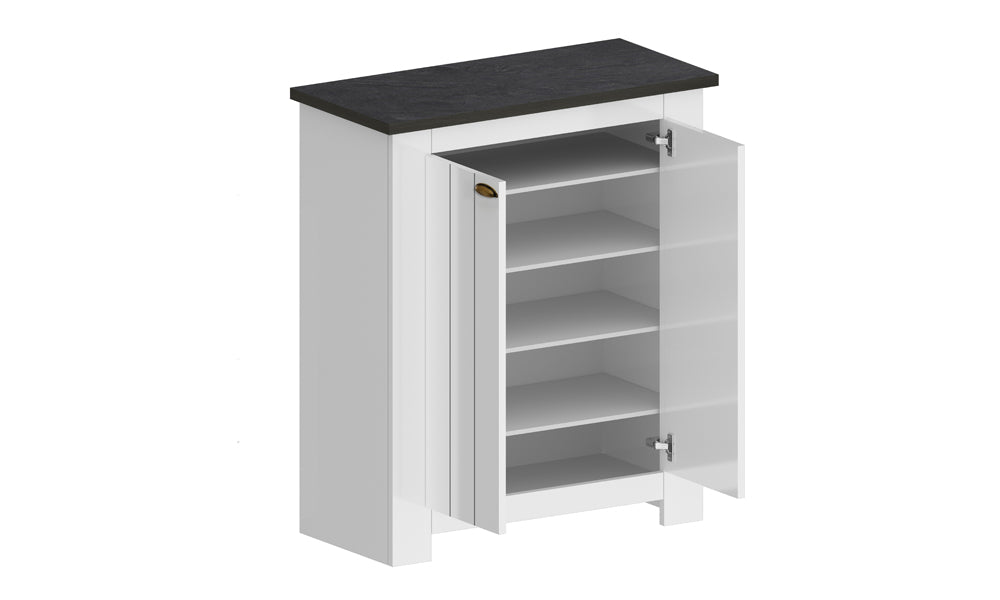 Scarpiera FIGO 2 Ante Battenti - Bianco Report, Stile Country Elegante
