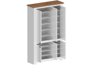 Armadio Scarpiera 6 Ante - Spazio & Stile in legno bianco con ripiani interni, ideale per organizzare fino a 60 paia di scarpe in modo ordinato.