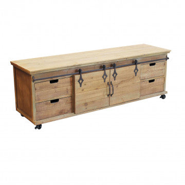 Mobile Clement in metallo e legno, cm 151x45x52h, colore marrone