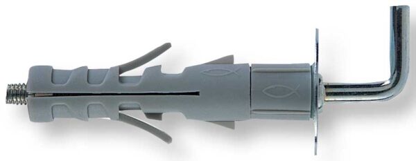 Tassello nylon 12x57 con gancio in acciaio - Confezione da 50 pezzi