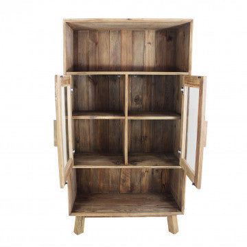 Mobile 2 ripiani 2 ante legno pino riciclato 90x40x160cm