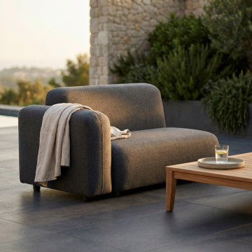 Divano destro in alluminio con cuscini, 119x65x40 cm, grigio scuro