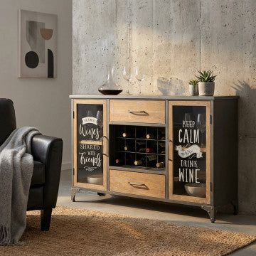 Mobile in legno e acciaio, dimensioni 124x39,5x80 cm, peso 30 kg