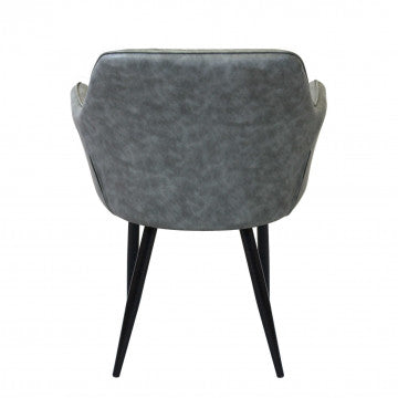 Poltrona struttura metallo seduta schienale ecopelle grigia 56x60x87cm