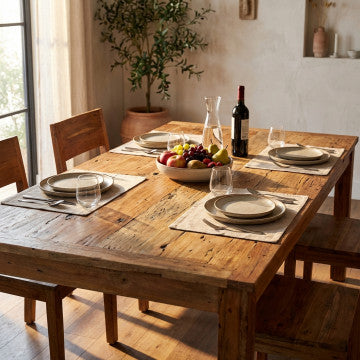 Tavolo in legno riciclato 200x100x77 cm colore marrone