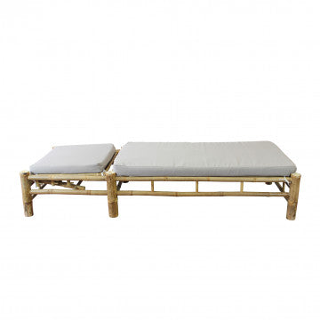 Lettino in bamboo con cuscino, dimensioni 210x80x36 cm, colore marrone