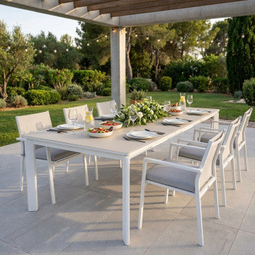 Tavolo allungabile 200/260/320 cm con piano in pietra sinterizzata