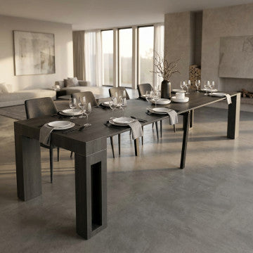 Tavolo consolle antracite effetto legno melamina struttura metallo 90x45x75