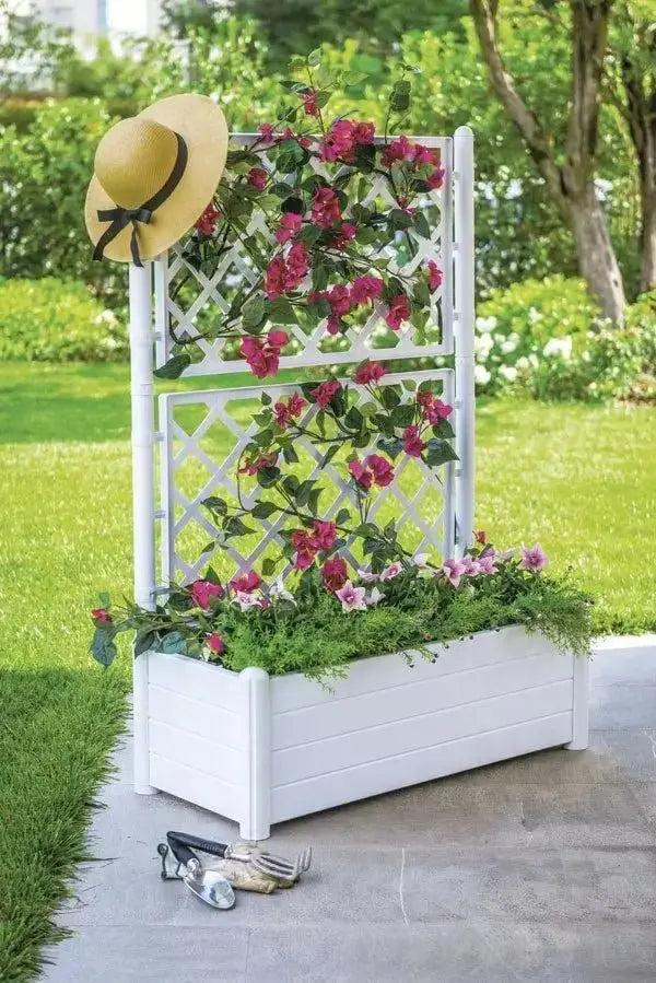 Fioriera Con Spalliera 100X43X142H Fioriere STEFANPLAST BIANCA  