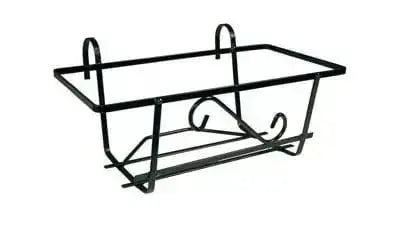 Fioriera ferro mod.piatto in acciaio verniciato nero, resistente alle intemperie, ideale per balconi e giardini. Disponibile in diverse misure.