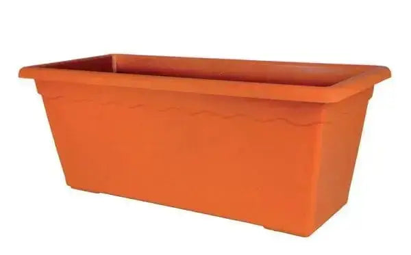 Fioriera Vulcano in plastica resistente color terracotta, ideale per giardino o balcone. Design moderno disponibile in diverse misure.