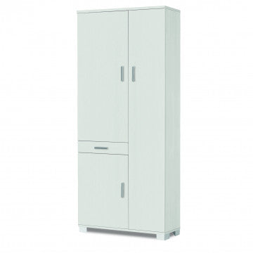 Mobile 3 ante con 1 cassetto in kit bianco fiammato, armadio in MDF 77x34x178 cm ideale per organizzare spazi domestici con stile moderno.