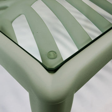 Tavolino salotto struttura polipropilene, piano vetro, 70x70x32 cm