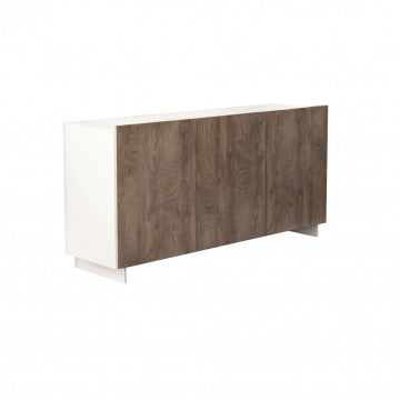 Credenza in truciolare bilaminato bianco e rovere chiaro 150x40x76 cm