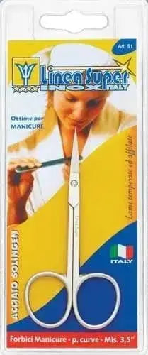 Forbici manicure rette Super De Luc in acciaio Solingen con punte affilate, confezione blister Linea Super ideale per cura unghie precise