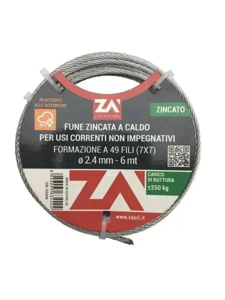Fune arganelli acciaio zincata mm.2,4 mt.9 Cavi e funi ZA   