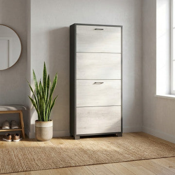 Scarpiera 4 ante MDF 70x18x154 cm, struttura in legno composito