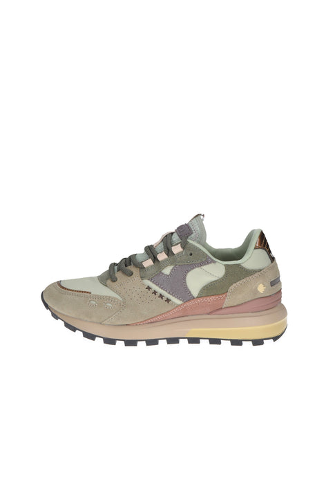 1156112 Sneaker Luna in Camoscio con Lacci Sottopiede Imbottito e Fondo Gomma con Para Alta 4 Cm