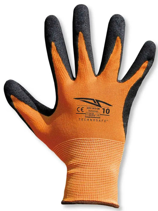 Guanti da Lavoro Tecnograb in Lattice Antiscivolo – Taglia 10 Arancio/Nero