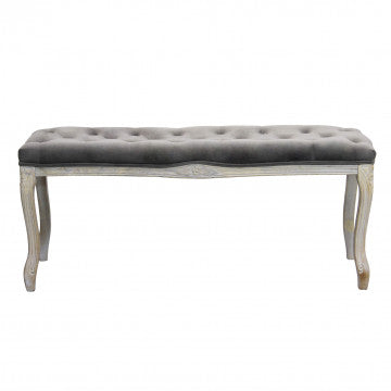 Panca in legno con rivestimento velluto, dimensioni 110x36x47 cm