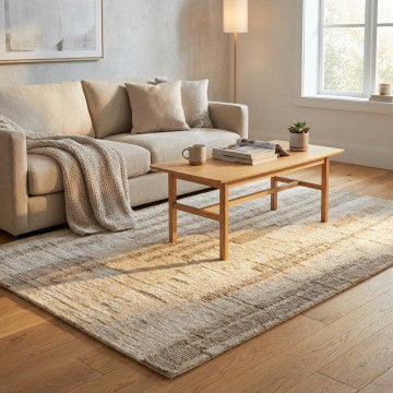 Tappeto in lana e cotone avorio 120 x 180 cm spessore 1 cm