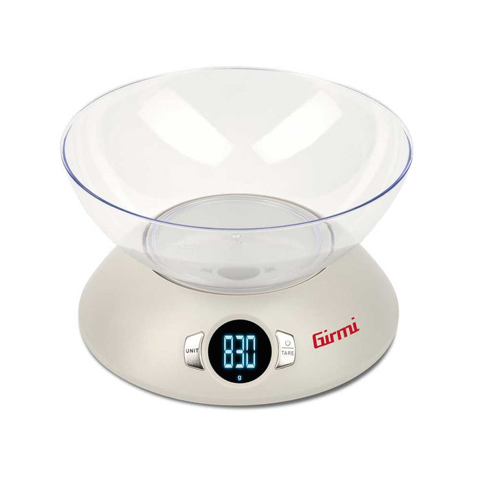Girmi Bilancia Cucina Elettronica con Ciotola 1.8L 5kg Ø215x50mm
