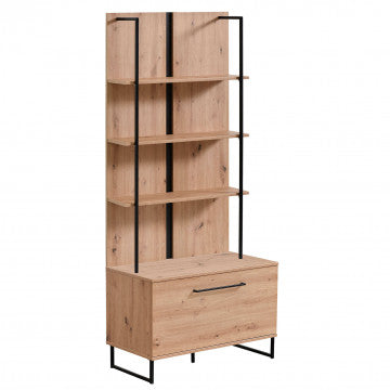 Vetrina in truciolare bilaminato e metallo, rovere chiaro, 85x42x191,5 cm