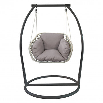 Dondolo 1 posto struttura metallo e seduta wicker 105x156x105 cm