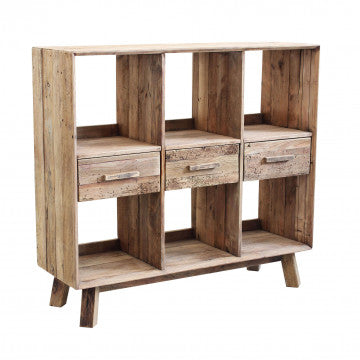 Mobile con 6 ripiani in legno di pino riciclato 120x40x110 cm